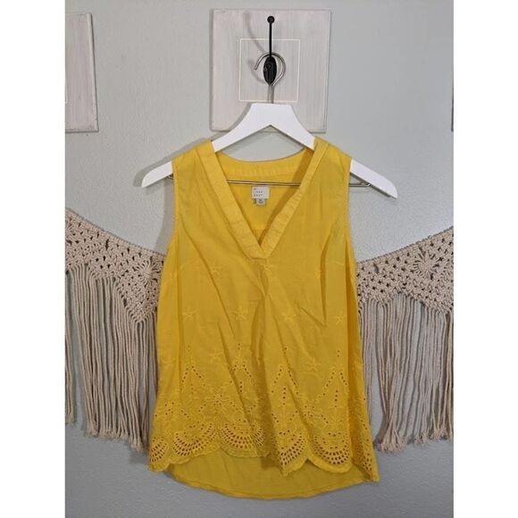a new day Tops - A New Day Yellow Lace Tank Top